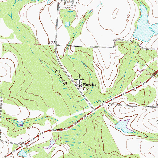 Topographic Map of Eureka Cemetery, GA