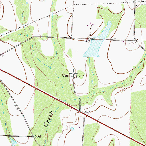 Topographic Map of Evertt Cemetery, GA