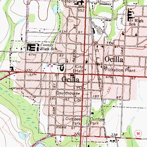 Topographic Map of First Methodist Church, GA