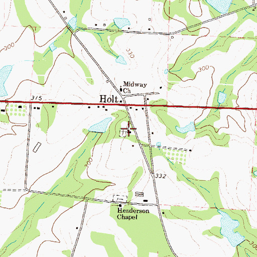 Topographic Map of Holt Baptist Church, GA