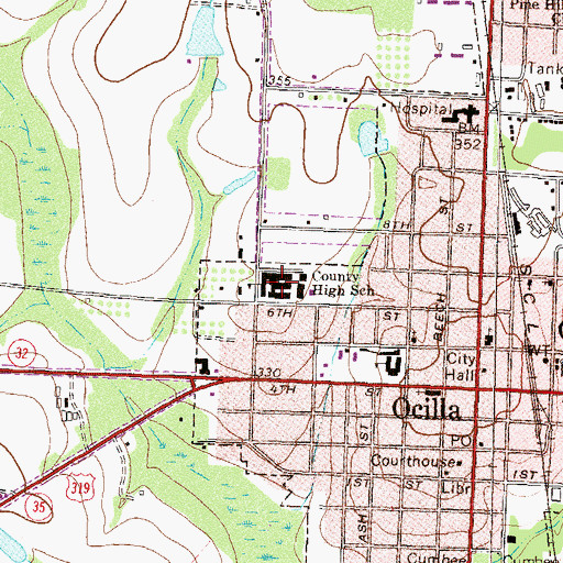Topographic Map of Irwin County High School, GA