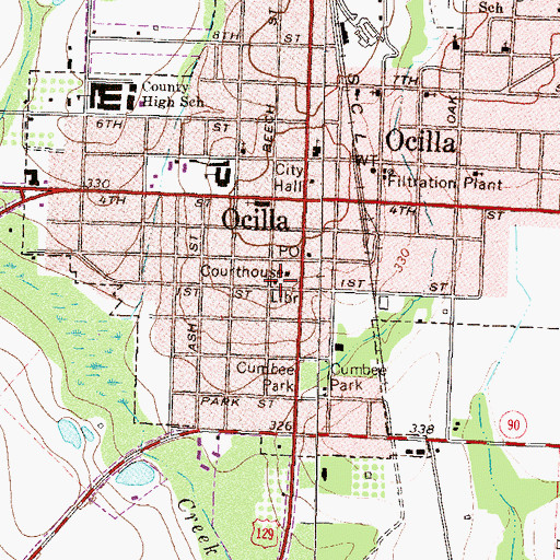 Topographic Map of Irwin County Library, GA