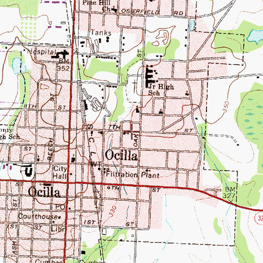Topographic Map of Ocilla Chapel Baptist Church (historical), GA