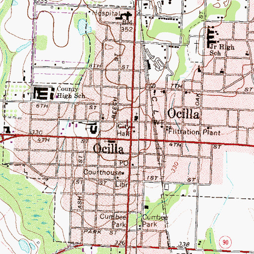 Topographic Map of Ocilla Hospital (historical), GA