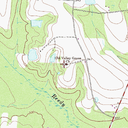 Topographic Map of Old Valley Grove Cemetery, GA