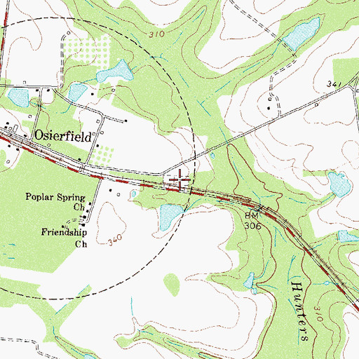 Topographic Map of Osierfield Cemetery, GA