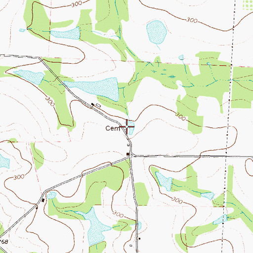 Topographic Map of Paulk Cemetery, GA
