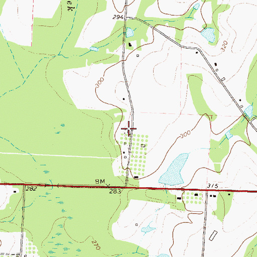 Topographic Map of Paulk Cemetery, GA