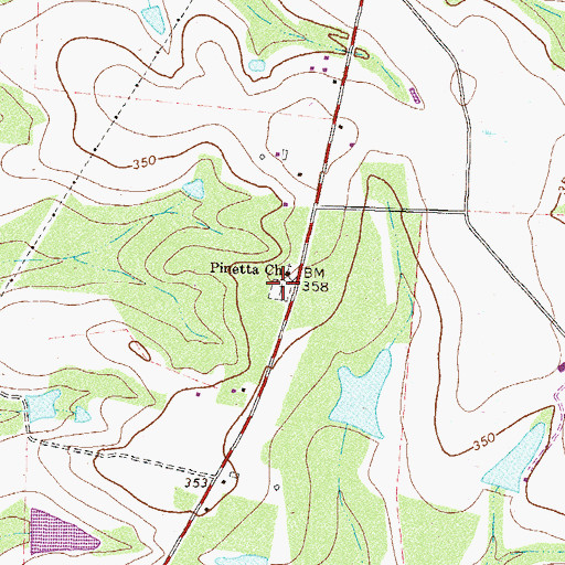 Topographic Map of Pinetta Cemetery, GA
