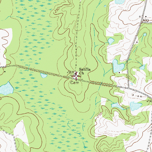 Topographic Map of Satilla Cemetery, GA