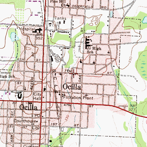 Topographic Map of Second Baptist Church, GA