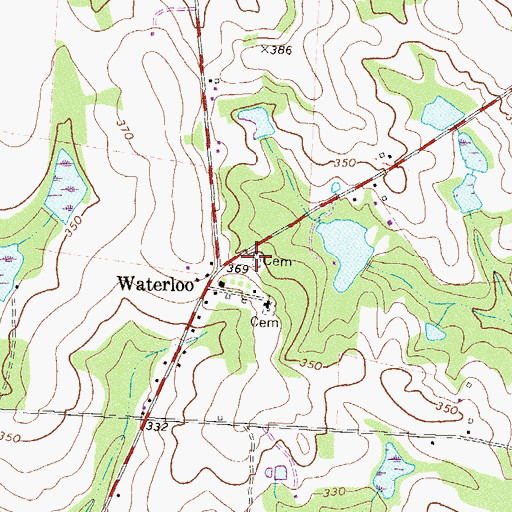 Topographic Map of Waterloo Cemetery, GA