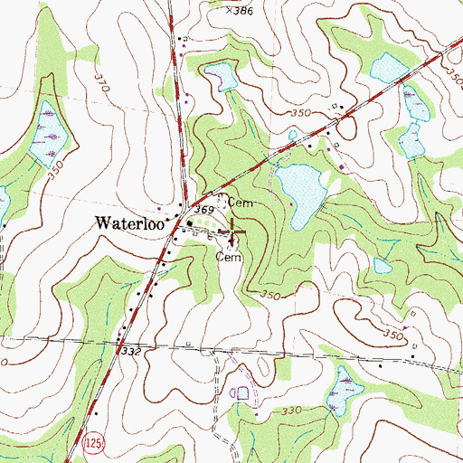 Topographic Map of Waterloo Missionary Baptist Church, GA