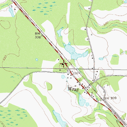Topographic Map of Wray Church, GA