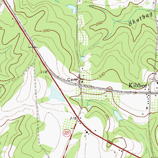 Topographic Map of Adams Cemetery, GA
