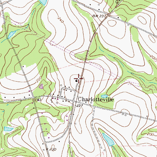Topographic Map of Charlotte Church, GA