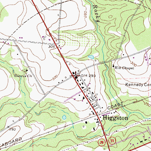 Topographic Map of Higgston Baptist Church, GA