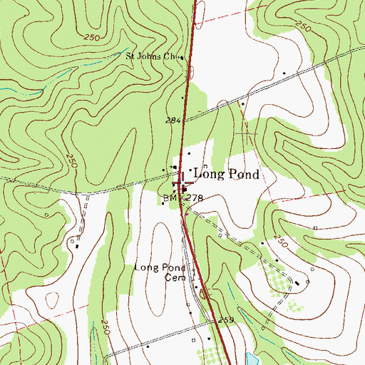 Topographic Map of Long Pond Church, GA