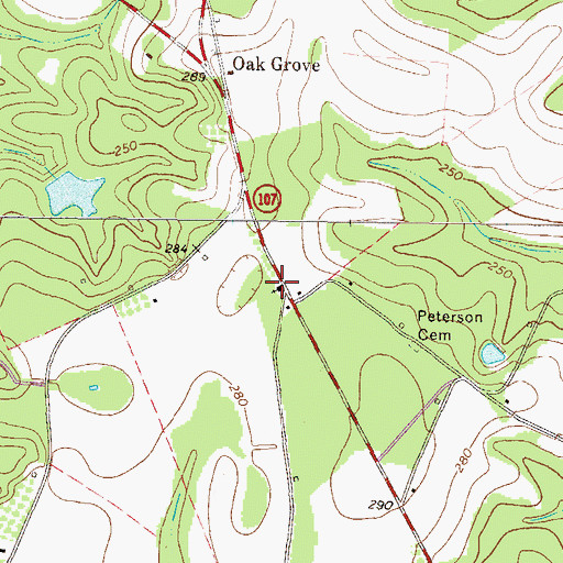 Topographic Map of Oak Grove Church, GA