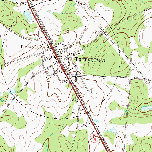 Topographic Map of Tarrytown Baptist Church, GA