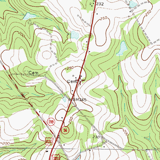 Topographic Map of Taylor Cemetery, GA