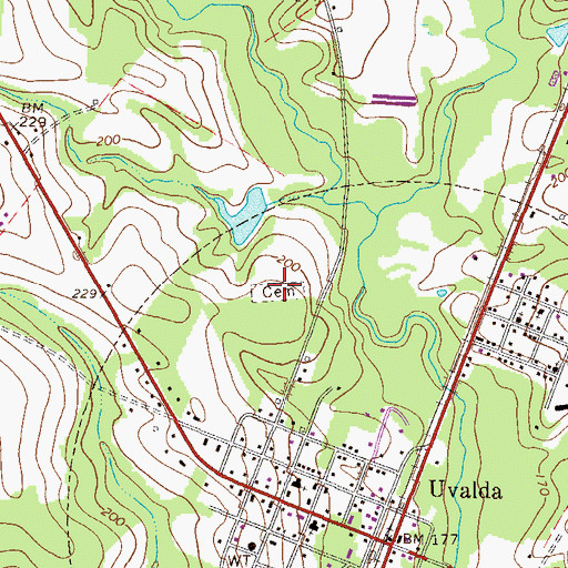 Topographic Map of Uvalda Cemetery, GA