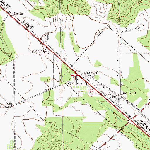 Topographic Map of Saint Mark Baptist Church, GA