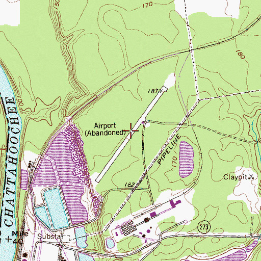 Topographic Map of Great Northern Airport (historical), GA