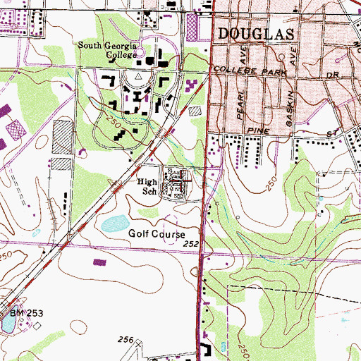 Topographic Map of Coffee County High School, GA