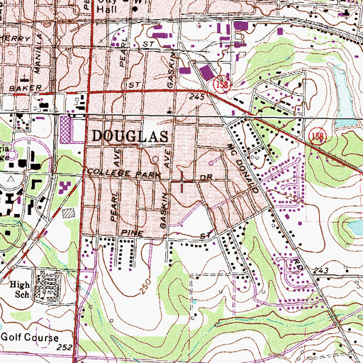 Topographic Map of Coffee Junior High School, GA