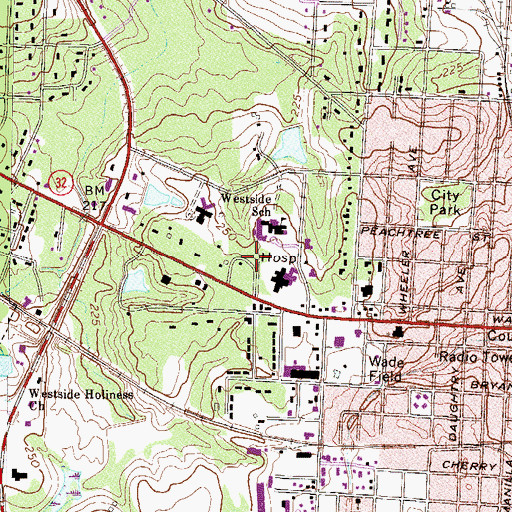 Topographic Map of Coffee Regional Medical Center, GA