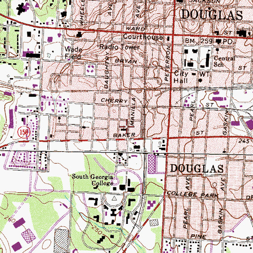 Topographic Map of College Avenue Baptist Church, GA