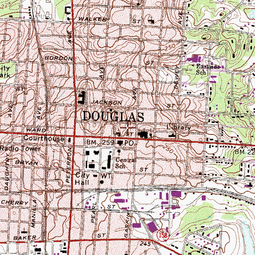 Topographic Map of Emma Wade Park, GA