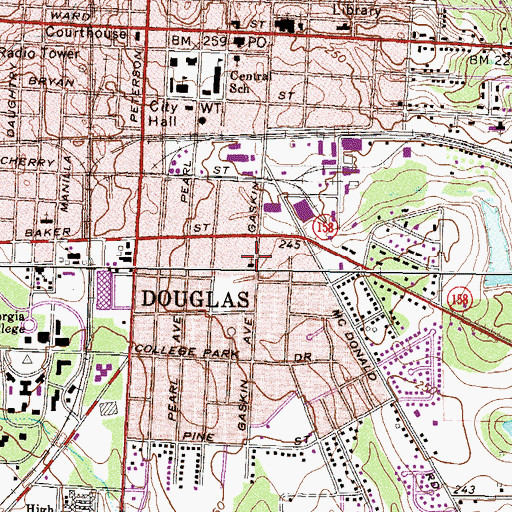 Topographic Map of First Baptist Church, GA