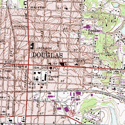 Topographic Map of First Baptist Church, GA