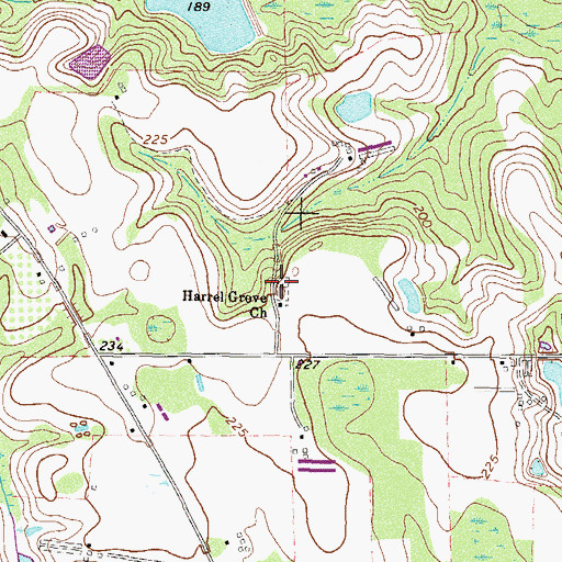 Topographic Map of Harrell Grove Cemetery, GA