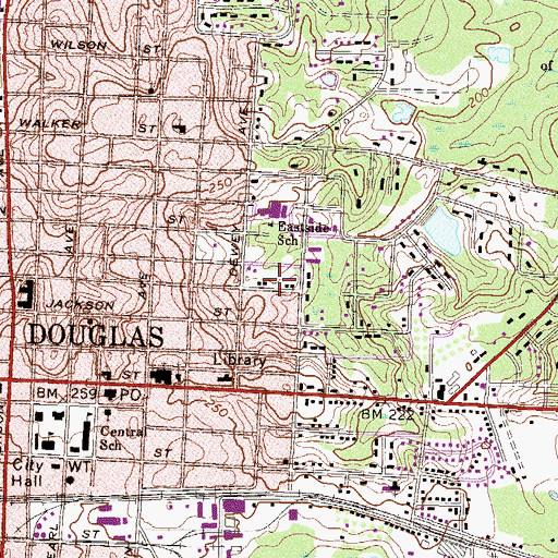 Topographic Map of Hebron Baptist Church, GA