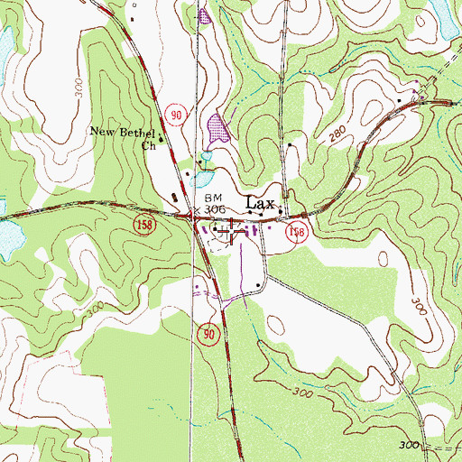 Topographic Map of Lax Cemetery, GA