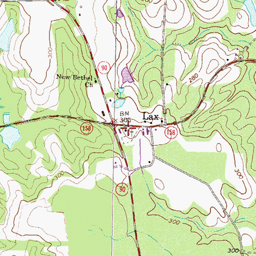 Topographic Map of Lax Church, GA