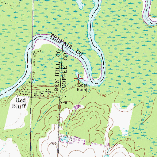Topographic Map of Mobley Bluff Creek, GA