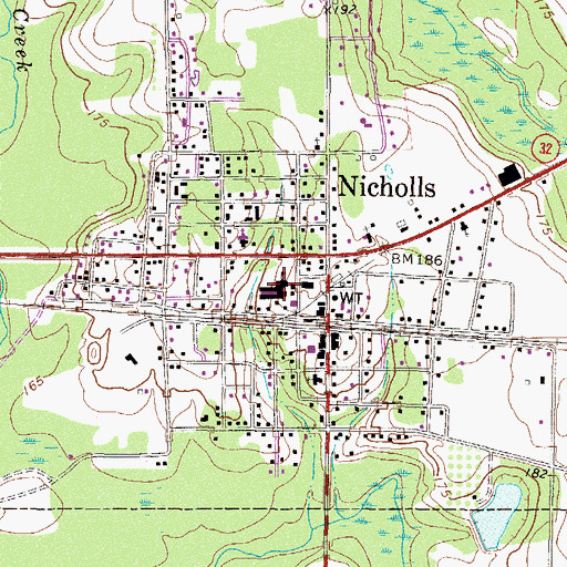 Topographic Map of Nicholls High School, GA