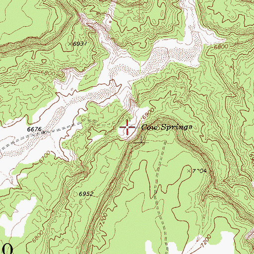 Topographic Map of Cow Springs, AZ