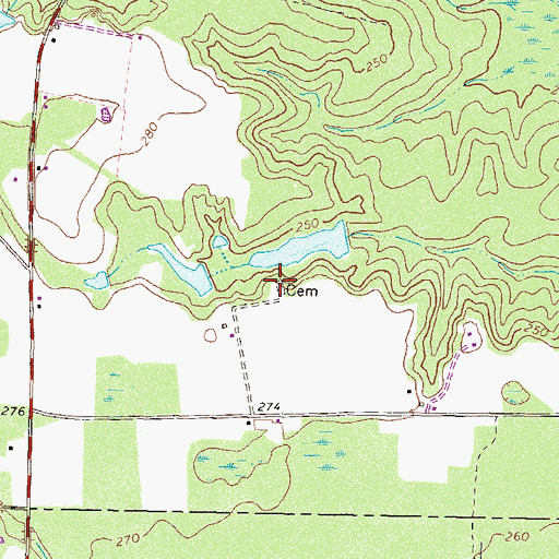 Topographic Map of Nolan Cemetery, GA