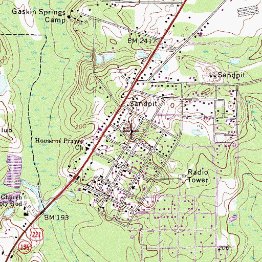 Topographic Map of Oak Park Church, GA