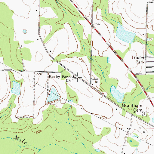 Topographic Map of Rocky Pond Cemetery, GA