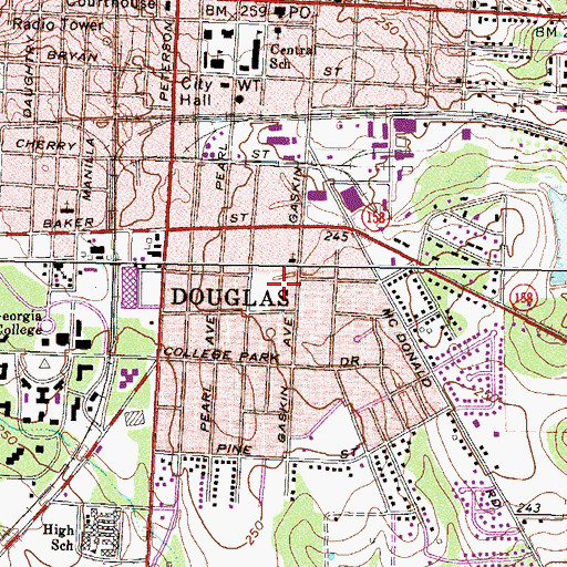 Topographic Map of Roundtree Center Park, GA