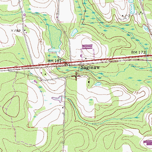 Topographic Map of Saginaw Baptist Church, GA