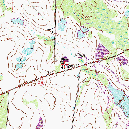 Topographic Map of Saint Illa Cemetery, GA