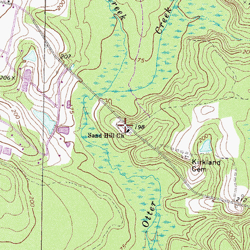 Topographic Map of Sand Hill Cemetery, GA