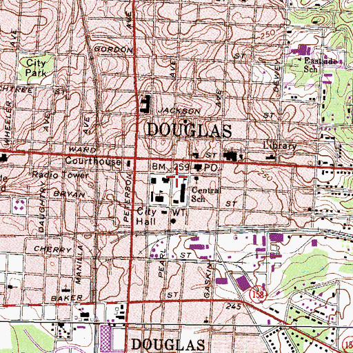 Topographic Map of Satilla Regional Library, GA
